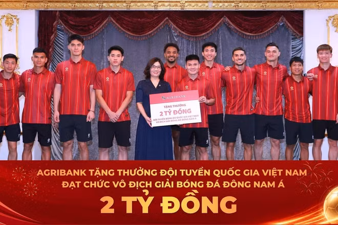 Agribank trao thưởng 2 tỷ đồng chúc mừng Đội tuyển Việt Nam vô địch ASEAN Cup 2026