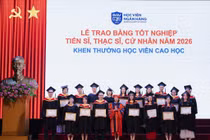 Lễ trao bằng Tiến sĩ, Thạc sĩ tại Học viện Ngân hàng. Ảnh: website nhà trường