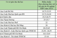 Điểm chuẩn năm 2025 các ngành thuộc lĩnh vực Pháp luật tại một số trường đại học