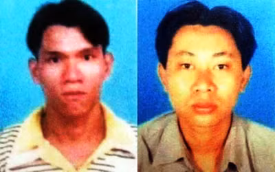Minh “khùng” (trái) vừa bị bắt giữ) và Đạt “mắt bầm” đang còn bỏ trốn.