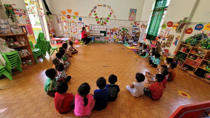 Một buổi học tại trường mầm non vùng cao của tỉnh Quảng Ngãi. Ảnh: quangngai.edu.vn