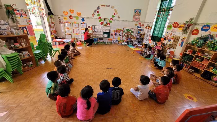 Một buổi học tại trường mầm non vùng cao của tỉnh Quảng Ngãi. Ảnh: quangngai.edu.vn