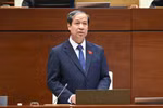Bộ trưởng Nguyễn Kim Sơn trả lời. Ảnh: Media Quốc hội.