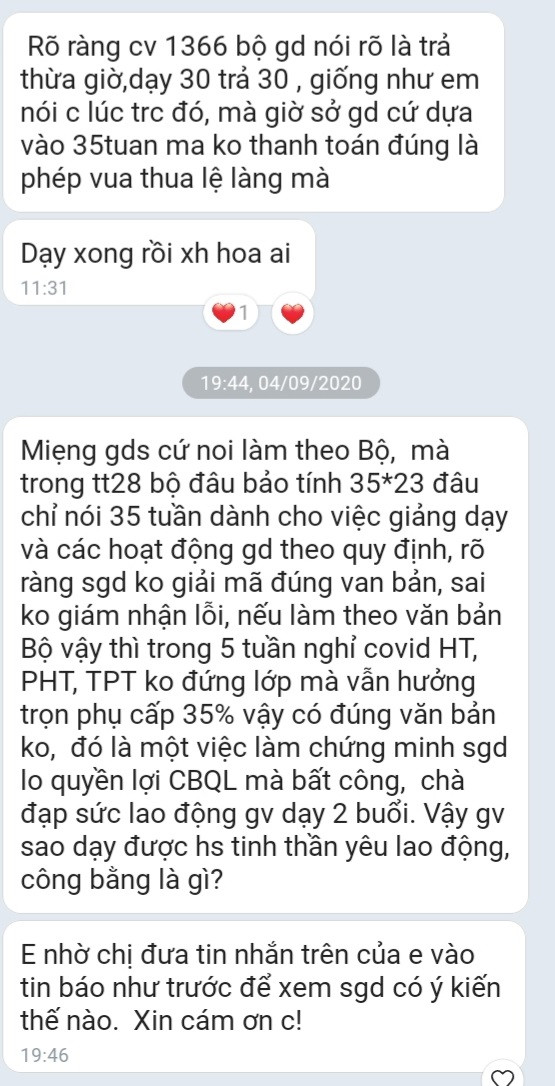 Giáo viên bức xúc khi không được tính tiền tăng tiết (Ảnh Phan Tuyết)