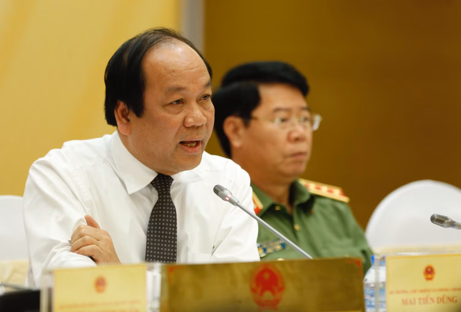 Bộ trưởng, Chủ nhiệm Văn phòng Chính phủ - ông Mai Tiến Dũng tại buổi họp báo. Ảnh: VGP/Nhật Bắc.
