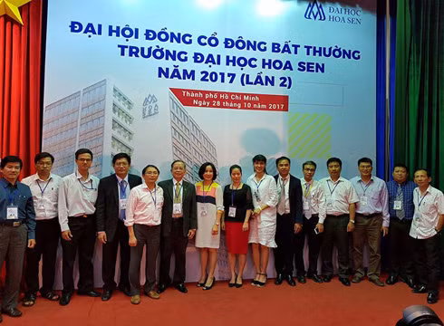 Hội đồng quản trị và Ban kiểm soát nhiệm kỳ mới của Trường Đại học Hoa Sen (ảnh: P.L)