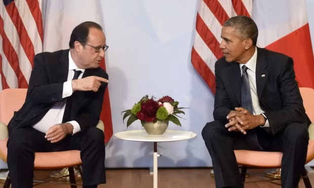 Tổng thống Pháp Francois Hollande (trái) và Tổng thống Mỹ Barack Obama. Tổng thống Pháp Francois Hollande (trái) và Tổng thống Mỹ Barack Obama.