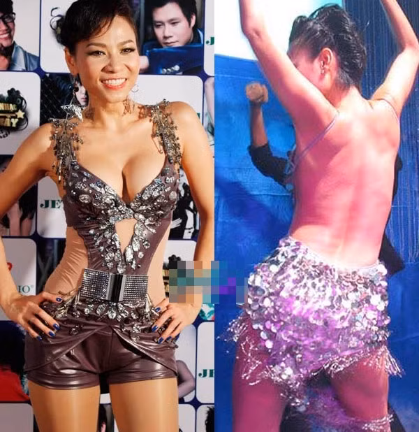 Thu Minh ăn mặc phản cảm, khoe hết những gì có thể.