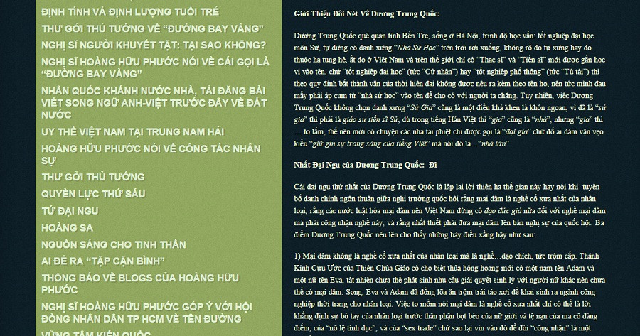 Bài viết của ông Hoàng Hữu Phước với nhiều từ ngữ vượt quá tầm của cuộc tranh luận, hướng tới công kích cá nhân. Ảnh chụp từ blog của ông Hoàng Hữu Phước. Bài viết của ông Hoàng Hữu Phước với nhiều từ ngữ vượt quá tầm của cuộc tranh luận, hướng tới công kích cá nhân. Ảnh chụp từ blog của ông Hoàng Hữu Phước.