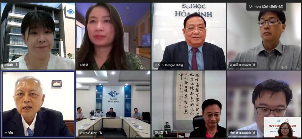 Lễ ký kết giữa Trường Đại học Hòa Bình và Đại học Công nghệ Ming-Chi đã được tổ chức theo hình thức trực tuyến. Lễ ký kết giữa Trường Đại học Hòa Bình và Đại học Công nghệ Ming-Chi đã được tổ chức theo hình thức trực tuyến.