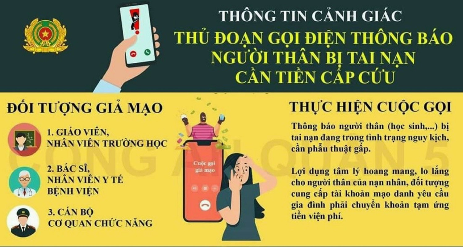 Một áp phích cảnh báo về tình trạng gọi điện lừa đảo được phụ huynh học sinh chia sẻ, để tránh bị lừa. Ảnh chụp lại màn hình.