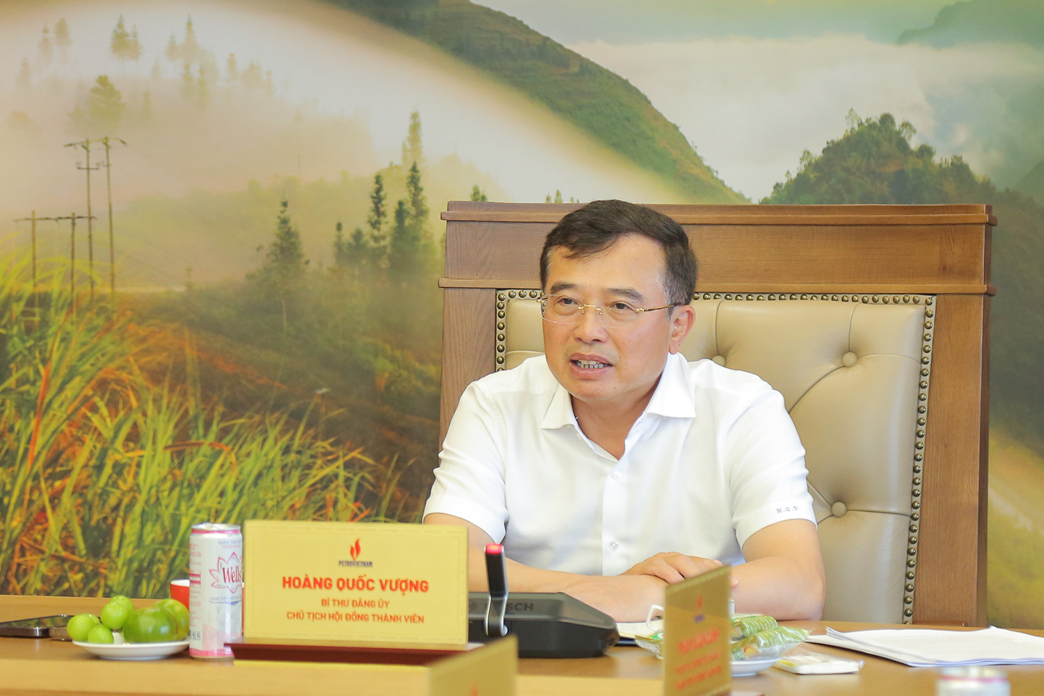 Chủ tịch Hội đồng thành viên Petrovietnam Hoàng Quốc Vượng phát biểu chỉ đạo.