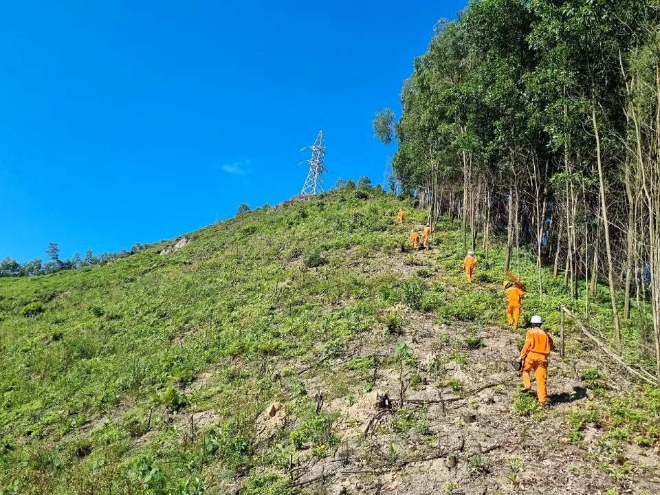 Công nhân Đội Quản lý vận hành lưới điện cao thế Hà Tĩnh đi bộ qua nhiều địa hình để đến hiện trường làm việc Công nhân Đội Quản lý vận hành lưới điện cao thế Hà Tĩnh đi bộ qua nhiều địa hình để đến hiện trường làm việc