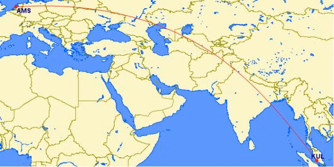 Đường Vòng cung lớn từ Malaysia đến Hà Lan Đường Vòng cung lớn từ Malaysia đến Hà Lan