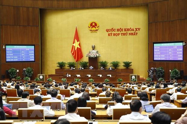 Đại biểu biểu quyết thông qua việc điều chỉnh chương trình kỳ họp. (Ảnh: Doãn Tấn/TTXVN)