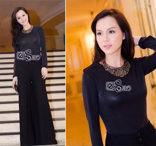 Với Ngọc Oanh thì kể cả khi cô mặc bộ trang phục đen huyền bí kín nhưng vẫn hút ánh nhìn Với Ngọc Oanh thì kể cả khi cô mặc bộ trang phục đen huyền bí kín nhưng vẫn hút ánh nhìn