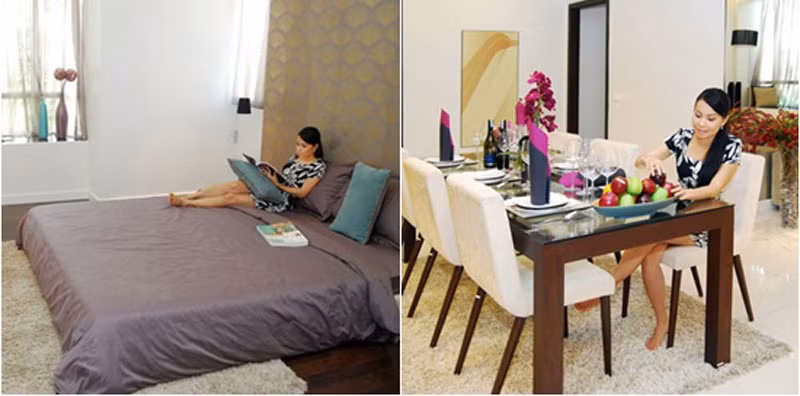 Với lối kiến trúc châu Á đương đại, cảm nhận đầu tiên khi bước vào căn hộ là sự ấm áp, thân thiện mà không kém phần trẻ trung, hiện đại.
