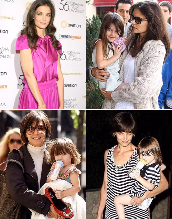 Katie Holmes cũng là sao nữ điển hình với hai bộ mặt: lộng lẫy trên thảm đỏ và xộc xệch, lếch thếch trong đời sống thời nhật. Nếu không chỉnh trang lại, bà mẹ một con này sẽ bị cô con gái sành điệu Suri "vượt mặt" mất thôi.