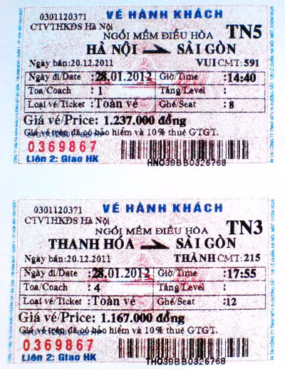 Những vé tàu giả bị cơ quan chức năng tịch thu Những vé tàu giả bị cơ quan chức năng tịch thu