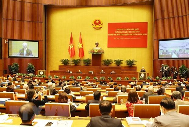 Tổng Bí thư Nguyễn Phú Trọng phát biểu chỉ đạo Hội nghị. (Ảnh: Trí Dũng/TTXVN)