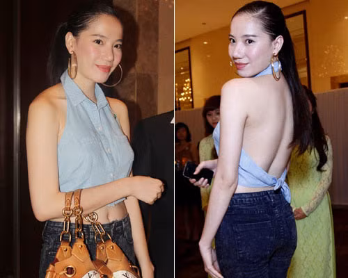 Chung Thục Quyên biến tấu sơ mi thành áo yếm khoe lưng trần rất sexy Chung Thục Quyên biến tấu sơ mi thành áo yếm khoe lưng trần rất sexy