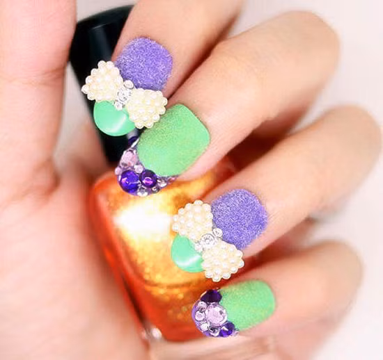 Nơ xinh cho nail nhung thêm đáng yêu. Nơ xinh cho nail nhung thêm đáng yêu.