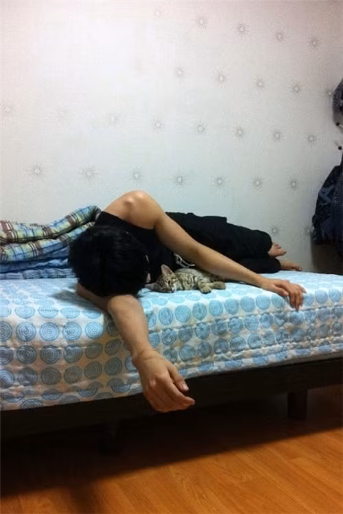Thành viên MBLAQ Thunder ngủ cùng mèo con. Thành viên MBLAQ Thunder ngủ cùng mèo con.