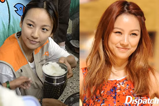 Một Lee Hyori với làn da sạm đen, khuôn mặt bình thường khác hẳn với một Lee Hyori gợi cảm, quyến rũ khi trang điểm.