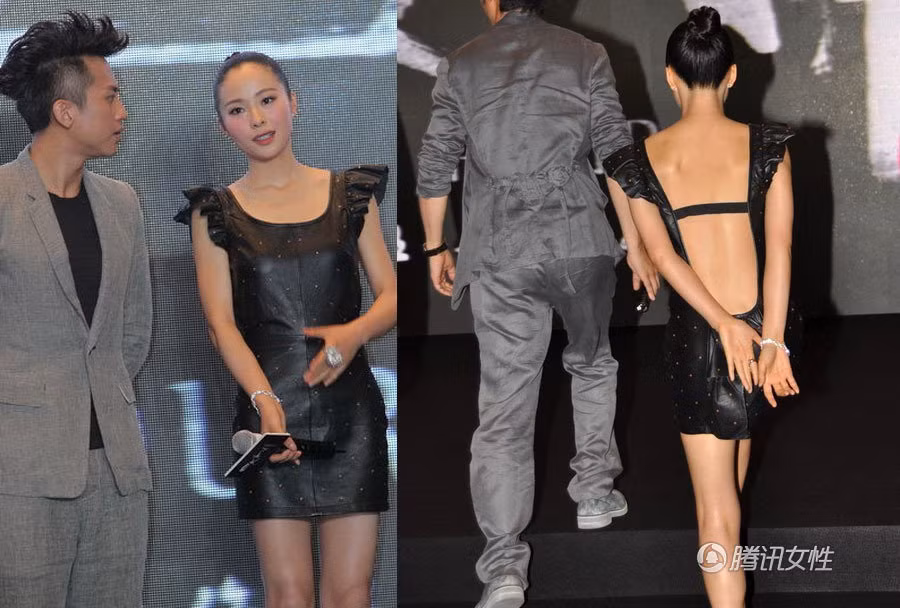 Diên váy hở lưng quá sâu khiến Giang Nhất Yến phải ý tứ dùng tay che vòng ba. Diên váy hở lưng quá sâu khiến Giang Nhất Yến phải ý tứ dùng tay che vòng ba.