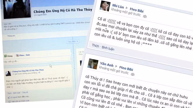 Trang ủng hộ cô giáo Thủy trên mạng xã hội Facebook