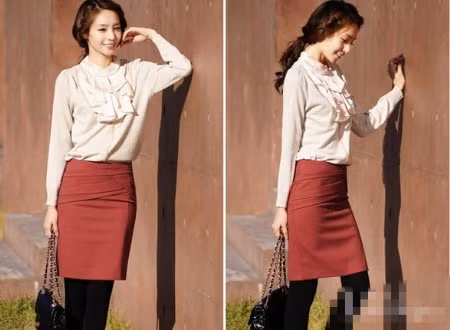 Mặc váy bút chì vào mùa đông: Khi mùa đông tới, bạn nên chọn chân váy với chất liệu vải dạ dày và dài bằng đầu gối hoặc chỉ trên đầu gối một chút. Xêm thêm: Thời trang công sở/ Váy xinh chào hè 2012