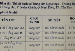 Đây là bảng báo giá "luyện thi" của một Trung tâm Giáo dục Thường xuyên và Dạy nghề liên kết với Đại học Cần Thơ (Ảnh: Thanh An)
