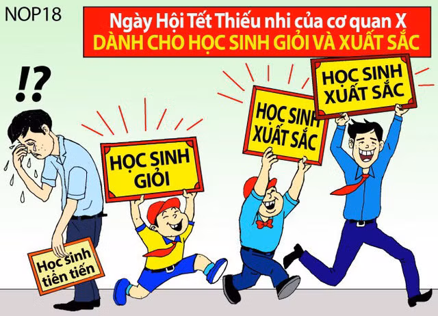 Học sinh giỏi mới có quà, biếm họa của NOP18