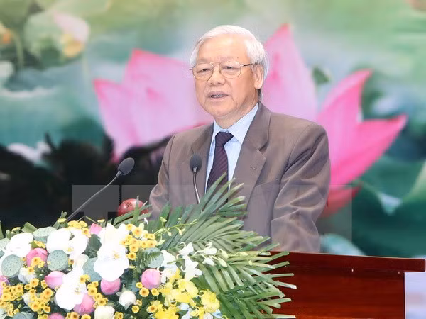 Tổng Bí thư Nguyễn Phú Trọng yêu cầu các tổ chức, cá nhân nói phải đi đôi với làm. ảnh: VGP.