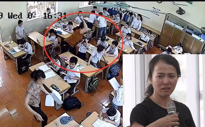 Những giọt nước mắt hối hận không giúp các cô giáo có được sự thông cảm của xã hội khi các cô đã dùng bạo lực với học trò. (Ảnh cắt ra từ clip)
