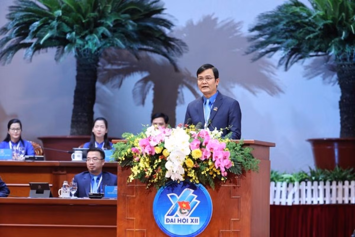 Anh Bùi Quang Huy, Bí thư thứ nhất Trung ương Đoàn khóa XI phát biểu. Ảnh: doanthanhnien.vn