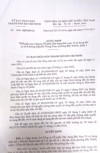 Quyết định có dấu hiệu "lợi ích nhóm" của UBND TP. Hồ Chí Minh.