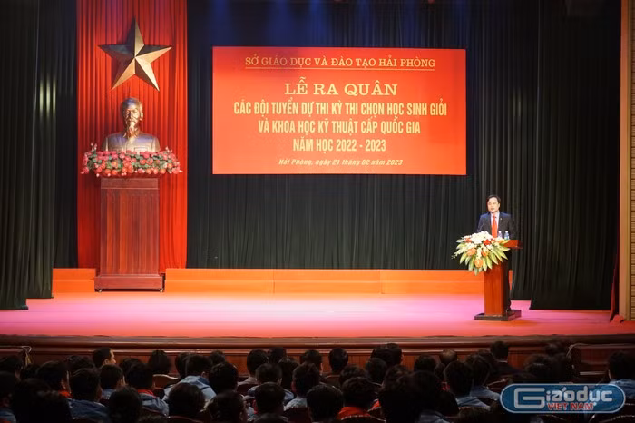 Sở Giáo dục và Đào tạo Hải Phòng tổ chức Lễ ra quân các đội tuyển dự thi Kỳ thi chọn học sinh giỏi và Cuộc thi Khoa học kỹ thuật cấp quốc gia năm học 2022 – 2023 (Ảnh minh hoạ: Phạm Linh)