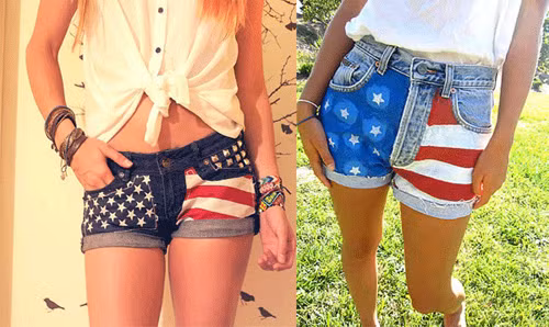 Trẻ trung, ấn tượng với quần shorts họa tiết cờ Mỹ.