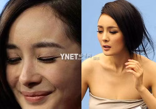 Khi cận mặt, Dương Mịch để lộ điểm yếu với làn da không mịn màng và phần đuôi mắt, hai khóe môi nhăn nheo