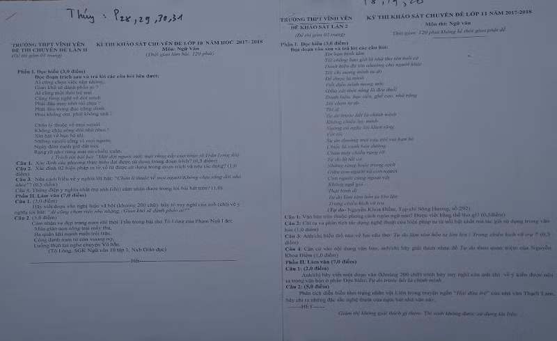Ngữ liệu đề đọc hiểu ngoài chương trình (Ảnh: Văn Lự).