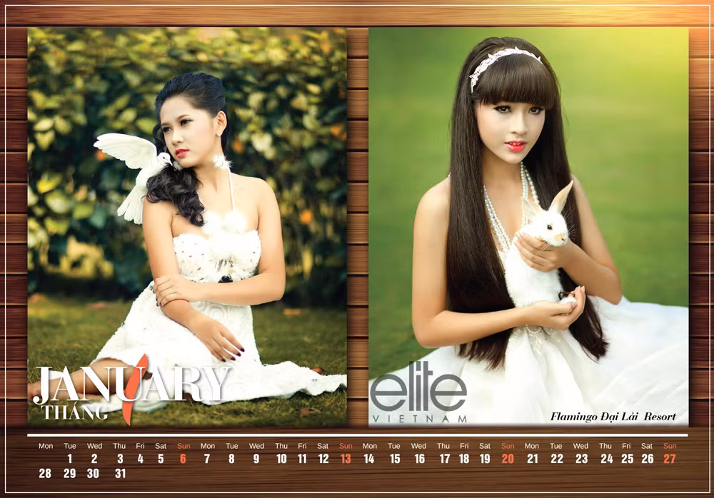 Tháng 1: Á khôi 1 Miss Teen 2013 - Đào Phương Thảo (trái), Diễn viên Bùi Hà Anh (phải) Tháng 1: Á khôi 1 Miss Teen 2013 - Đào Phương Thảo (trái), Diễn viên Bùi Hà Anh (phải)