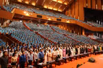 Toàn cảnh Chương trình Chào năm học mới 2025-2026 Trường Đại học Mở Hà Nội sáng ngày 12/9/2025.
