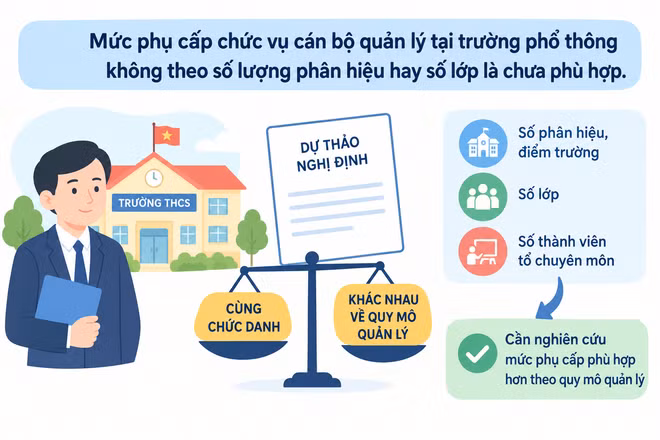 Tôi thấy mức phụ cấp cán bộ quản lý tại trường phổ thông không theo quy mô trường là chưa phù hợp