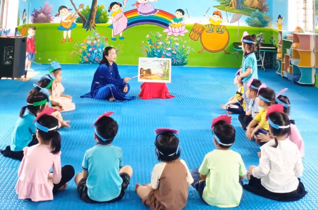 Học sinh mầm non Trường mầm non Hữu Sản (huyện Sơn Động, tỉnh Bắc Giang). Ảnh: Website nhà trường