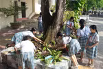 Mỗi lớp sẽ luân phiên quét dọn, lượm rác trên sân trường vào mỗi chiều thứ sáu.