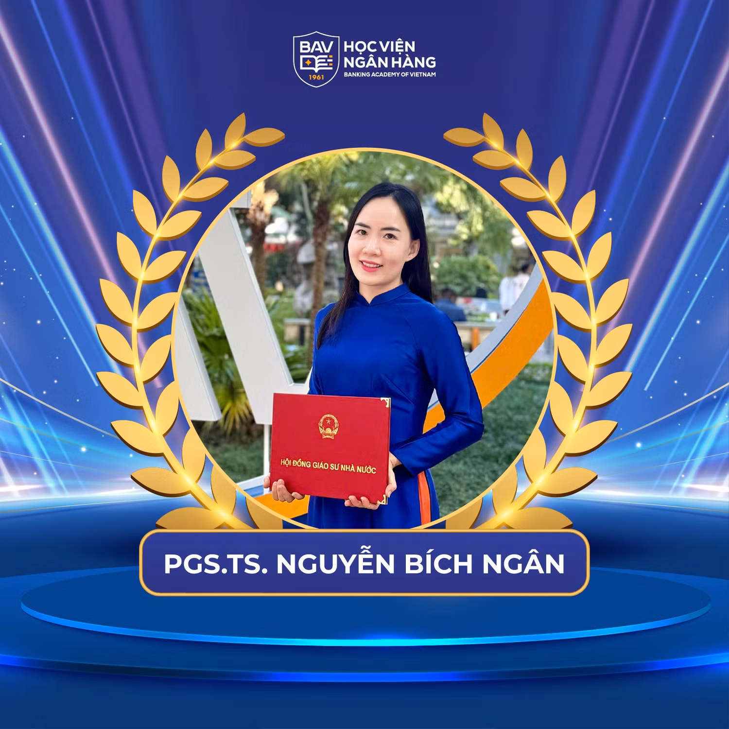Phó giáo sư, Tiến sĩ Nguyễn Bích Ngân - tân phó giáo sư ngành Kinh tế của Học viện Ngân hàng. Ảnh: website nhà trường.