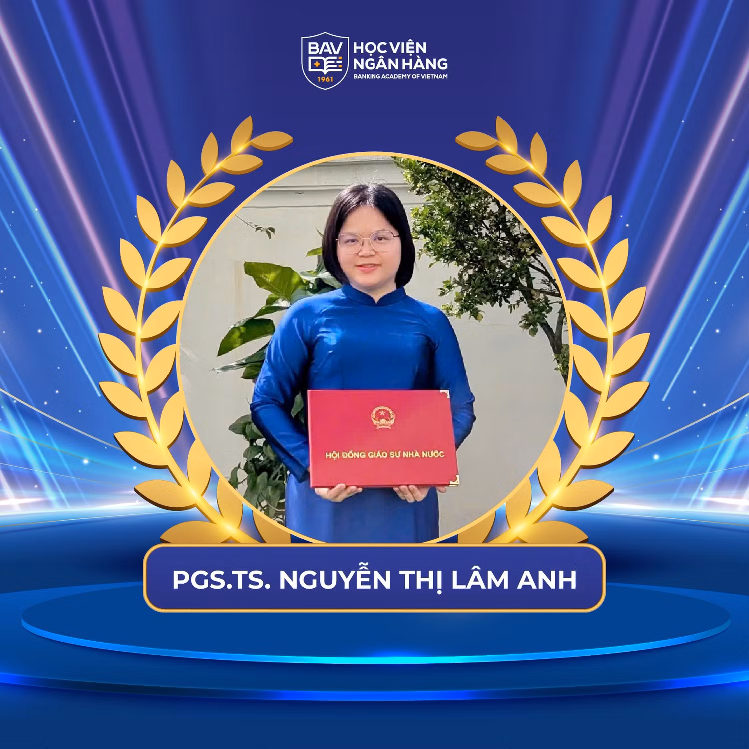 Phó giáo sư, Tiến sĩ Nguyễn Thị Lâm Anh - tân phó giáo sư ngành Kinh tế của Học viện Ngân hàng. Ảnh: website nhà trường.