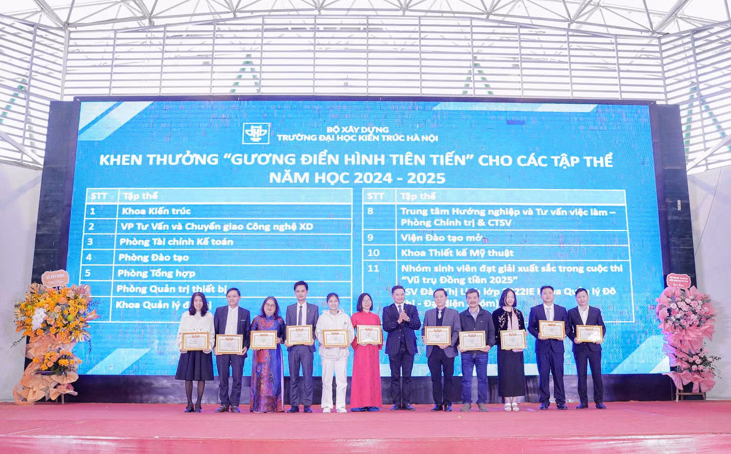 Nhà trường triển khai khen thưởng “Gương điển hình tiên tiến” cho 11 tập thể năm học 2024–2025. Ảnh: NTCC.