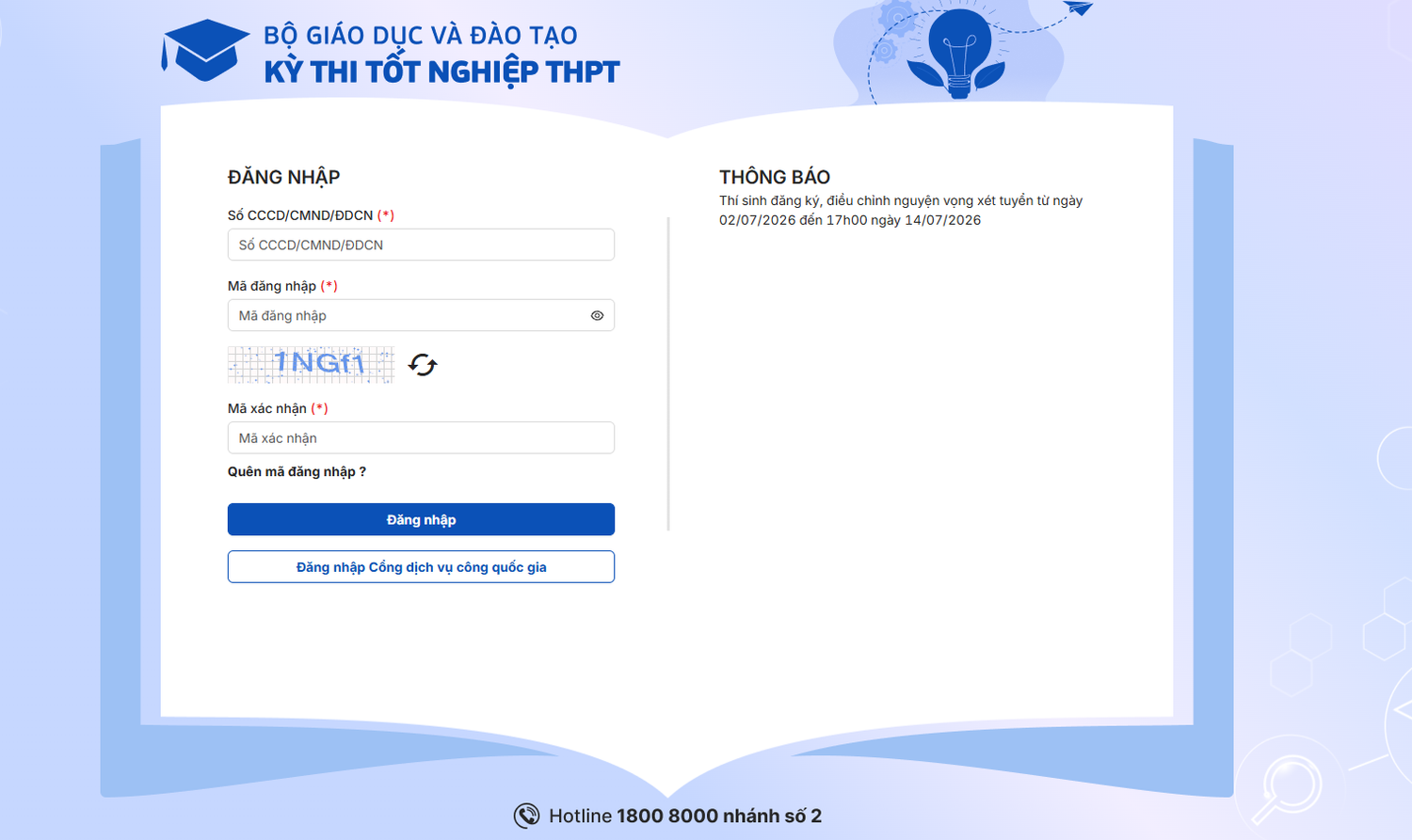 Hệ thống hỗ trợ tuyển sinh của Bộ Giáo dục và Đào tạo tại địa chỉ: https://thisinh.thitotnghiepthpt.edu.vn